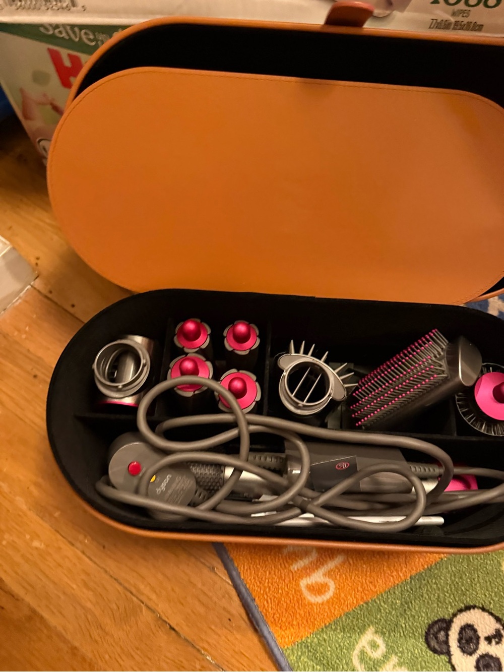 Dyson Hair Styling Set with Orange Case and Pink Accents